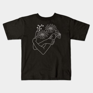 Outline art flower aesthetic Kids T-Shirt